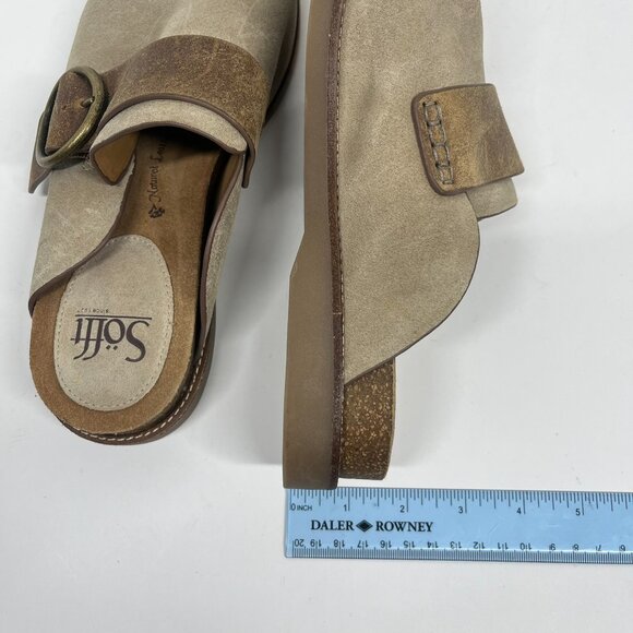 Sofft Billie Oiled Mules Suede Leather Cashmere Tan Slip on Shoes Sz. 9 - Picture 8 of 9